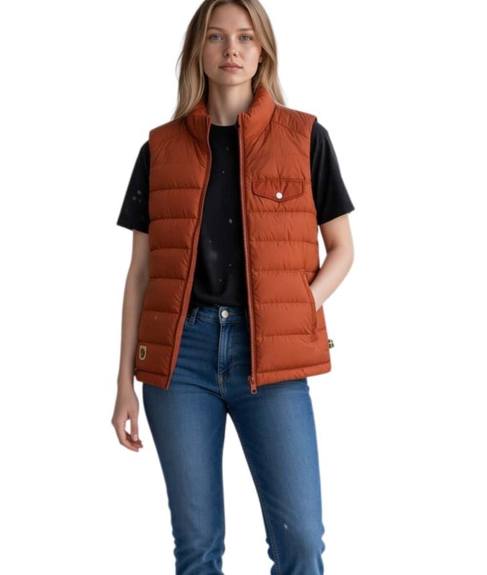 Fjallraven Greenland Down Liner Vest Women's Medium Rust Burnt Orange Puffer